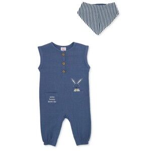 Wonder Nation Baby Boy Easter  Bunny Romper and Bandana Set, 2-Piece size 0-3m